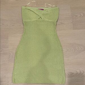 Edikted Light Green Strapless Knit Dress